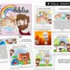 Bíblia infantil ilustrada e caderno de atividades para imprimir com capa em PNG e miolo em PDF