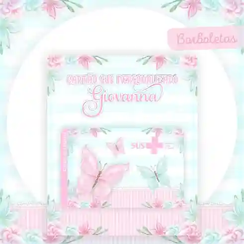 Caderneta e livro do bebê Borboleta Rosa e Azul para imprimir em caderno de anotações com capa em PNG e miolo em PDF