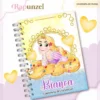 Caderneta e livro do bebê Rapunzel para imprimir em caderno de anotações com capa em PNG e miolo em PDF