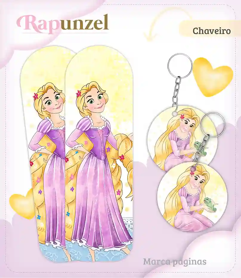 Caderneta de vacinação e livro do bebê Rapunzel em caderno de anotações para imprimir com capa em PNG e miolo em PDF