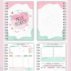 Caderno e livro de pedidos para imprimir com capa em PNG e miolo em PDF