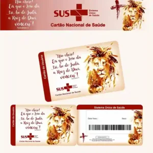Cartão do SUS digital personalizado Leão de Judá para imprimir com arte frente e verso em PNG e PDF