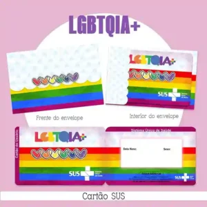 Cartão do SUS digital personalizado LGBTQIA+ para imprimir com arte frente e verso em PNG e PDF