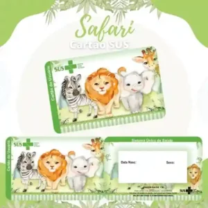 Cartão do SUS digital personalizado Verde Safari para imprimir com arte frente e verso em PNG e PDF
