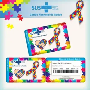 Cartão do SUS digital personalizado Autismo para imprimir com arte frente e verso em PNG e PDF