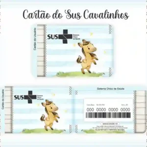 Cartão do SUS digital personalizado Cavalo para imprimir com arte frente e verso em PNG e PDF