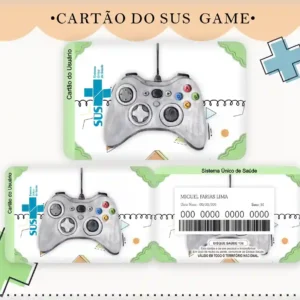 Cartão do SUS digital personalizado Controle Xbox para imprimir com arte frente e verso em PNG e PDF