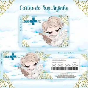 Cartão do SUS digital personalizado Anjinho para imprimir com arte frente e verso em PNG e PDF