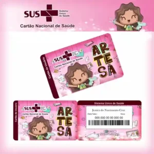 Cartão do SUS digital personalizado Artesã para imprimir com arte frente e verso em PNG e PDF