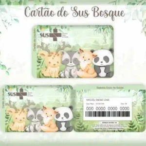 Cartão do SUS digital personalizado Bosque para imprimir com arte frente e verso em PNG e PDF