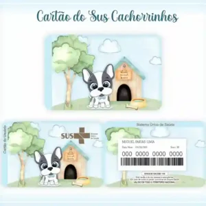 Cartão do SUS digital personalizado Cachorrinho para imprimir com arte frente e verso em PNG e PDF