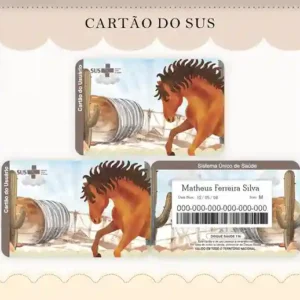 Cartão do SUS digital personalizado Cavalo para imprimir com arte frente e verso em PNG e PDF