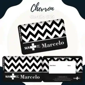 Cartão do SUS digital personalizado Chevron para imprimir com arte frente e verso em PNG e PDF