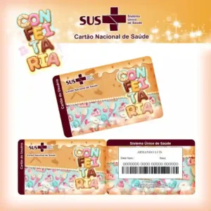 Cartão do SUS digital personalizado Confeitaria para imprimir com arte frente e verso em PNG e PDF