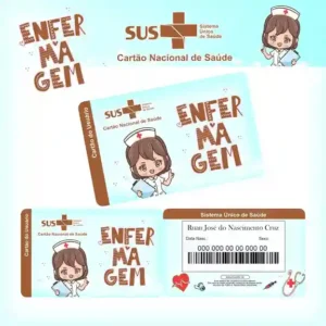 Cartão do SUS digital personalizado Enfermagem para imprimir com arte frente e verso em PNG e PDF