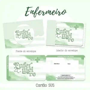 Cartão do SUS digital personalizado Enfermeiro para imprimir com arte frente e verso em PNG e PDF