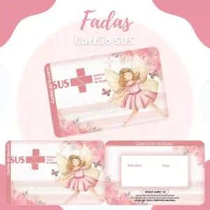Cartão do SUS digital personalizado Fada para imprimir com arte frente e verso em PNG e PDF