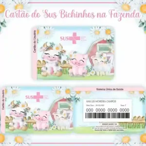 Cartão do SUS digital personalizado Fazenda para imprimir com arte frente e verso em PNG e PDF