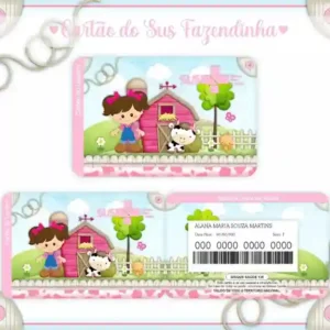 Cartão do SUS digital personalizado Fazendinha para imprimir com arte frente e verso em PNG e PDF