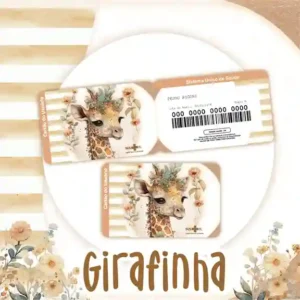 Cartão do SUS digital personalizado Girafa para imprimir com arte frente e verso em PNG e PDF