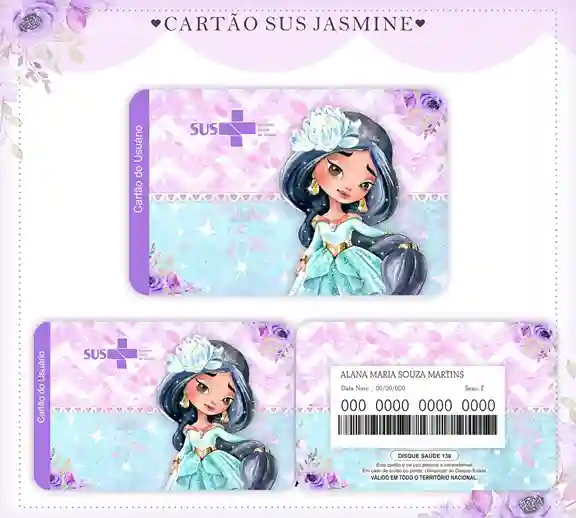 Cartão do SUS Digital Jasmine Para Imprimir