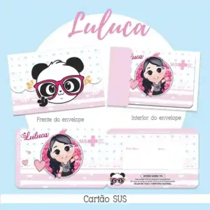 Cartão do SUS digital personalizado Luluca para imprimir com arte frente e verso em PNG e PDF