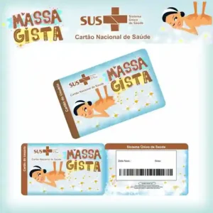 Cartão do SUS digital personalizado Massagista para imprimir com arte frente e verso em PNG e PDF