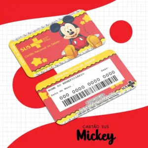 Cartão do SUS digital personalizado Mickey para imprimir com arte frente e verso em PNG e PDF