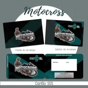 Cartão do SUS digital personalizado Motocross para imprimir com arte frente e verso em PNG e PDF