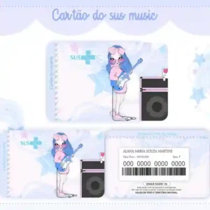 Cartão do SUS digital personalizado Música para imprimir com arte frente e verso em PNG e PDF