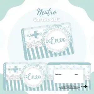 Cartão do SUS digital personalizado Neutro para imprimir com arte frente e verso em PNG e PDF