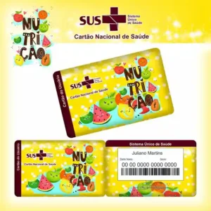 Cartão do SUS digital personalizado Nutrição para imprimir com arte frente e verso em PNG e PDF