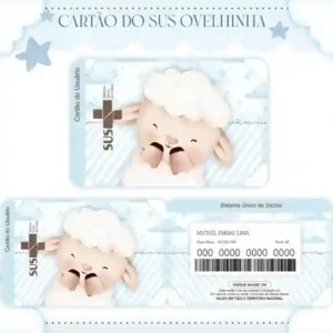 Cartão do SUS digital personalizado Ovelhinha para imprimir com arte frente e verso em PNG e PDF