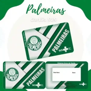Cartão do SUS digital personalizado Palmeiras para imprimir com arte frente e verso em PNG e PDF