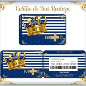 Cartão do SUS digital personalizado Realeza para imprimir com arte frente e verso em PNG e PDF