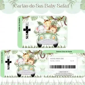 Cartão do SUS digital personalizado Safari Carro para imprimir com arte frente e verso em PNG e PDF