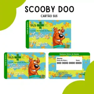 Cartão do SUS digital personalizado Scooby-Doo para imprimir com arte frente e verso em PNG e PDF