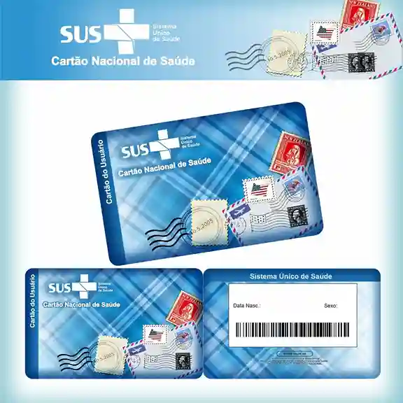 Cartão do SUS digital personalizado Selos para imprimir com arte frente e verso em PNG e PDF