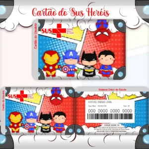 Cartão do SUS Digital Super Heróis Imprimir