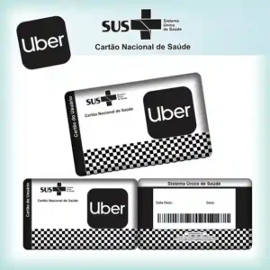 Cartão do SUS digital personalizado Uber para imprimir com arte frente e verso em PNG e PDF