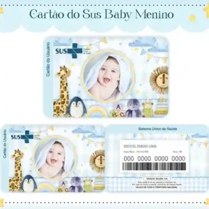 Cartão do SUS digital personalizado Foto de Bebê para imprimir com arte frente e verso em PNG e PDF