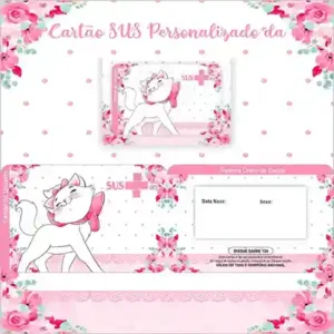 Cartão do SUS digital personalizado Gata Marie para imprimir com arte frente e verso em PNG e PDF