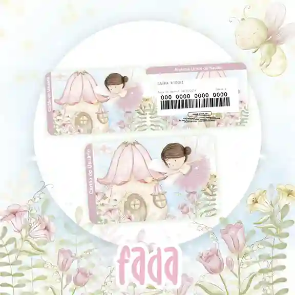 Cartão do SUS digital personalizado Jardim de Fada para imprimir com arte frente e verso em PNG e PDF