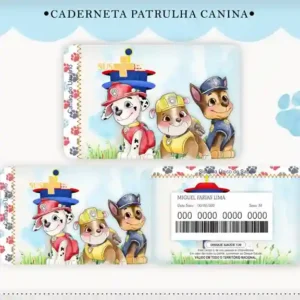 Cartão do SUS digital personalizado Patrulha Canina para imprimir com arte frente e verso em PNG e PDF