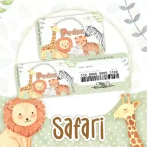 Cartão do SUS digital personalizado Safari para imprimir com arte frente e verso em PNG e PDF