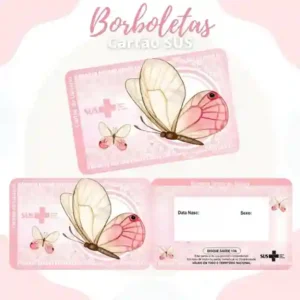 Cartão do SUS digital personalizado Borboleta para imprimir com arte frente e verso em PNG e PDF