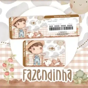 Cartão do SUS digital personalizado Fazendinha para imprimir com arte frente e verso em PNG e PDF