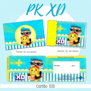 Cartão do SUS digital personalizado PK XD Menino para imprimir com arte frente e verso em PNG e PDF