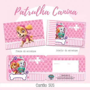 Cartão do SUS digital personalizado Skye e Everest para imprimir com arte frente e verso em PNG e PDF