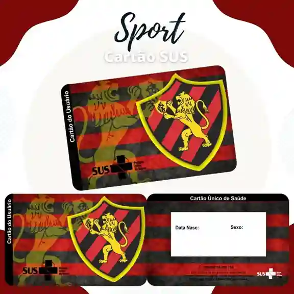 Cartão do SUS digital personalizado Sport para imprimir com arte frente e verso em PNG e PDF